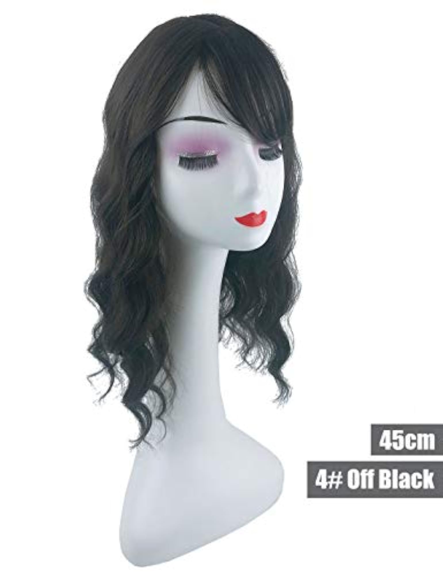 Handmade Silk Base Wiglet Hairpiece with Wispy Bangs, 45cm